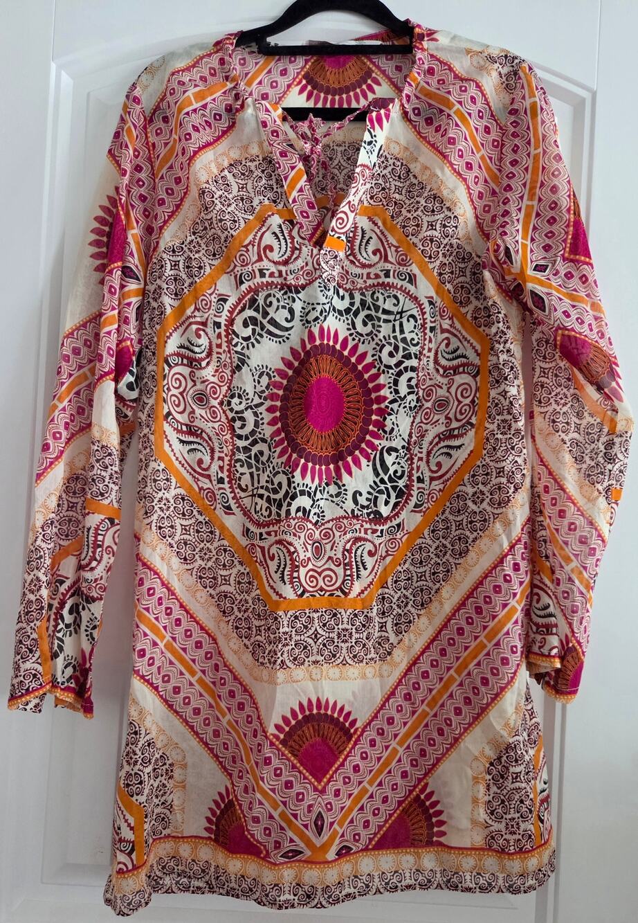 Athleta Women's Small Cotton Silk Geometric Medallion Tunic Swim Cover Up 43377